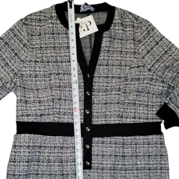 Nina Parker Tweed Black White Jogger Jumpsuit Dress Pant Tall Women Plus 2X 31in - Picture 10 of 16